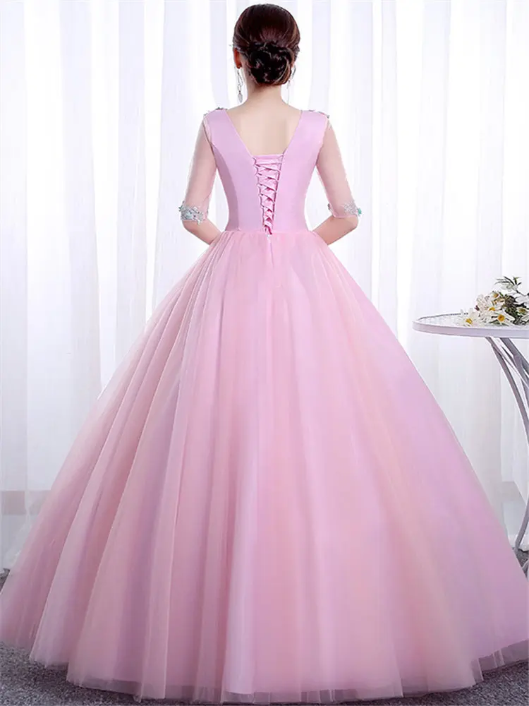 Это Yiya свадебное платье с коротким рукавом и аппликацией плюс размер Robe De Mariee v-образным вырезом элегантные свадебные тюлевые Бальные платья CH208
