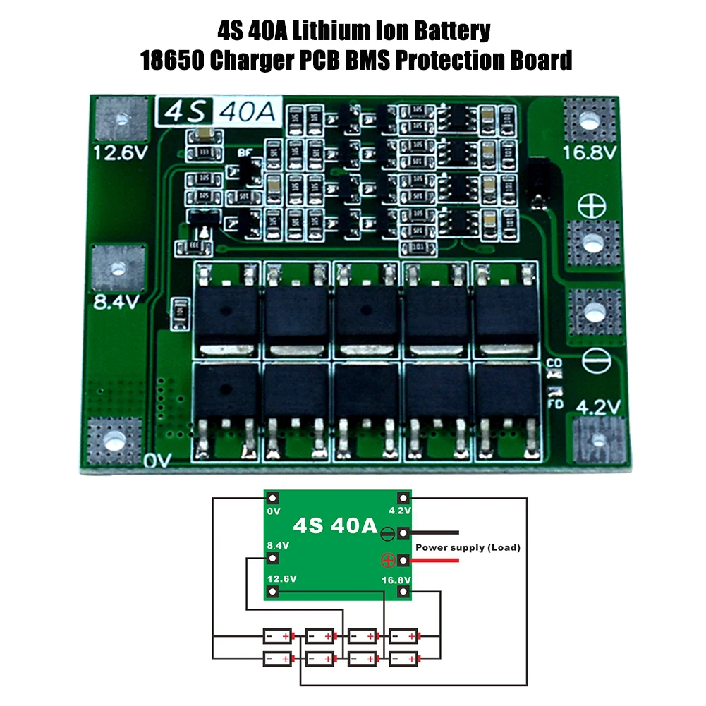 BMS 4S 40A балансировочная плата PCM 18650 для защиты аккумулятора 3S литий-ионная зарядка