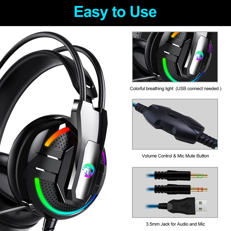 

UDJ professional game player headset wired microphone PC stereo suitable for mobile computer PUBG Xbox one PS4 PC stereo surroun