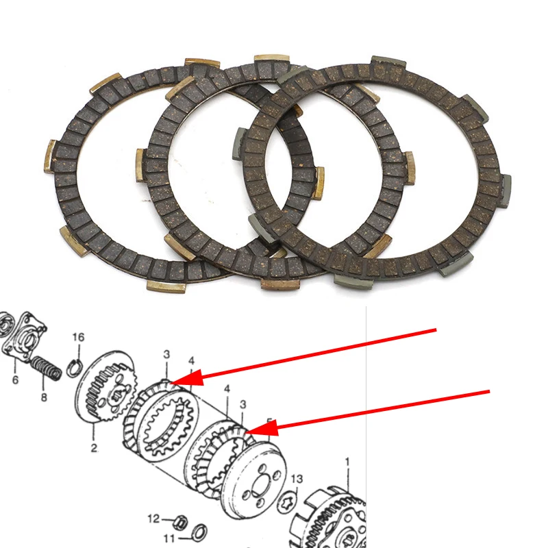 3 шт. фрикционная диск сцепления для Honda SL 100 125 XL100 TL125 CT125 CM185T CB замена 22201 166 000| |