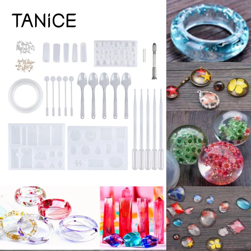 

77 шт. многофункциональная силиконовая смола TANiCE, форма и инструменты для рукоделия, набор ручных инструментов для изготовления ювелирных и...