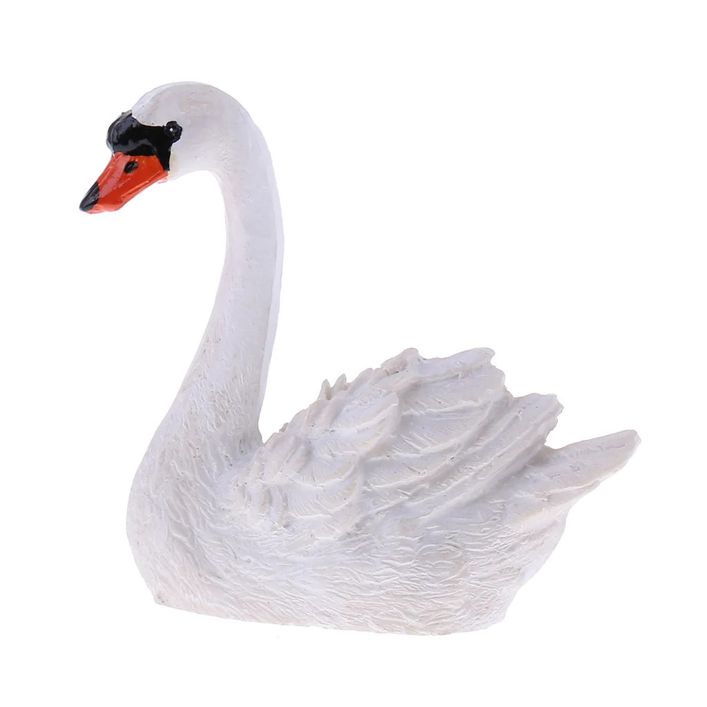 

2pcs Swan Sculpture White Vivid Swan Figurine For Home Garden Adornments