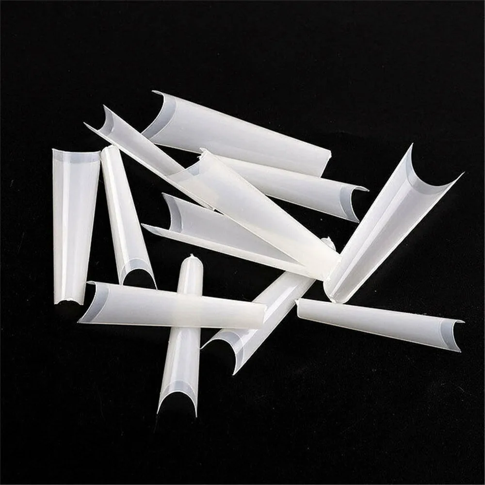 

504pcs Xxl False Nails Tip C Curve Coffin Tips Long Half Cover Nails Manicure 10 Size Acrylic Extension System Press On Nail Diy