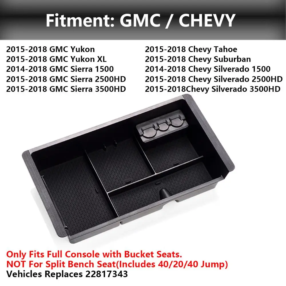 Подлокотник коробка для хранения- Chevy/Chevrolet Tahoe Suburban Silverado GMC Sierra yukon, органайзером и лоток подсветки перчаточного ящика мусорное ведро