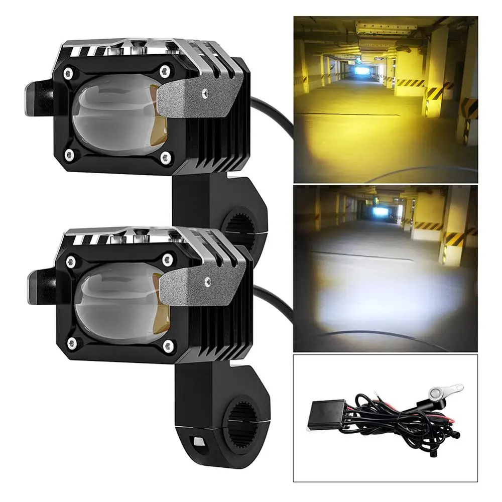 

2Pcs Motorcycle LED Spotlights Motorcycles Auxiliary Lrradiation 200M Distance Light Bulb Motorcycle Projector Driving Lamp