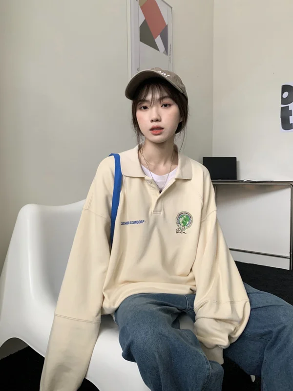 Американский свитер с воротником в стиле ретро | Женская одежда