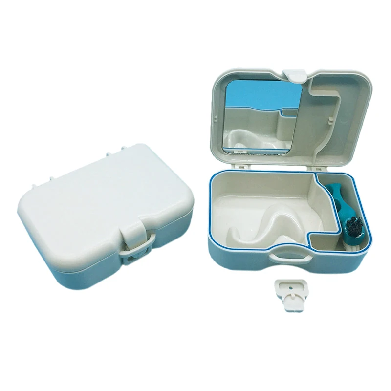 1 щетка + коробка для протезов ложная хранения зубов очистки протеза зубных серый