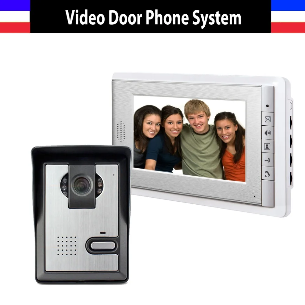 7 ''TFT lcd Проводной видео-телефон двери визуальный видеодомофон Громкая связь домофон система с водонепроницаемой наружной ИК-камерой для дома - Цвет: 1 Camera 1 Monitor