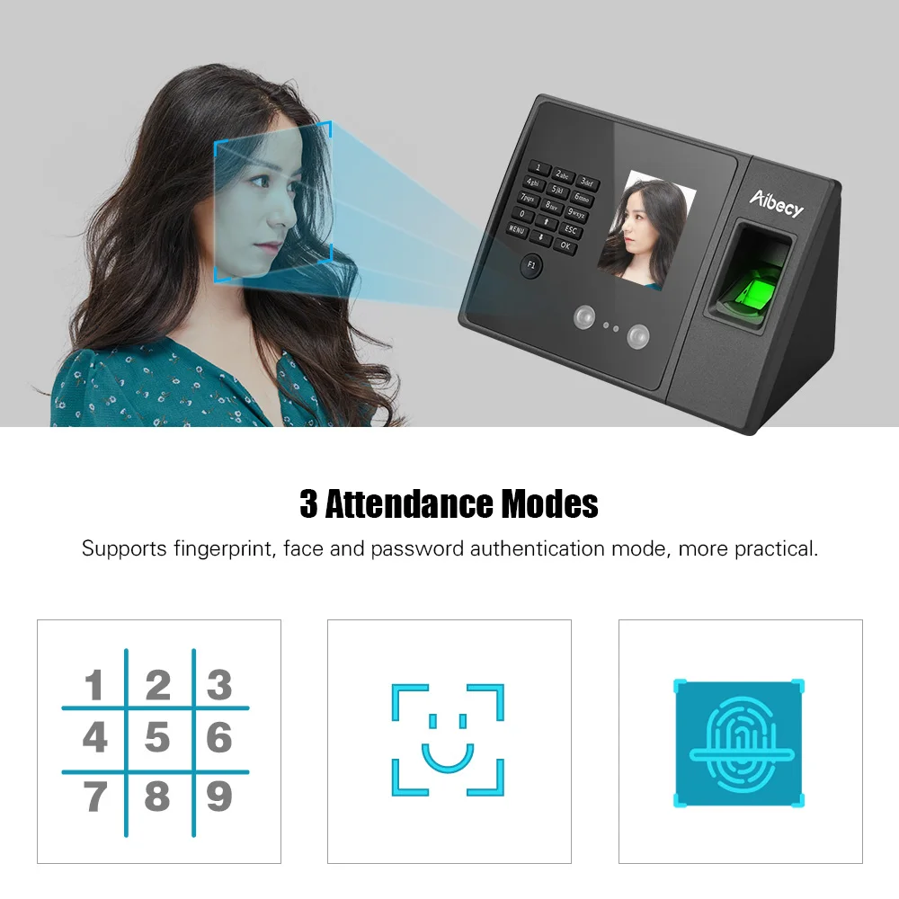 Aibecy биометрический отпечаток пальца посещаемость времени машина с HD дисплеем