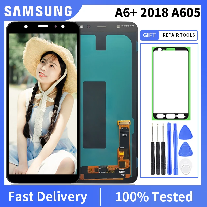 

100% Original Super Amoled For Samsung Galaxy A6 Plus 2018 A605 A605F LCD Display Touch Screen For Samsung A605 Display