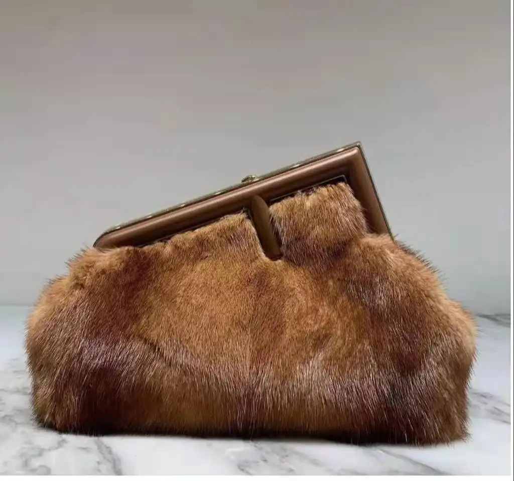 

Winter Autumn mink hair hand bag clip women fur handbag women's bag motorcycle cloud bag