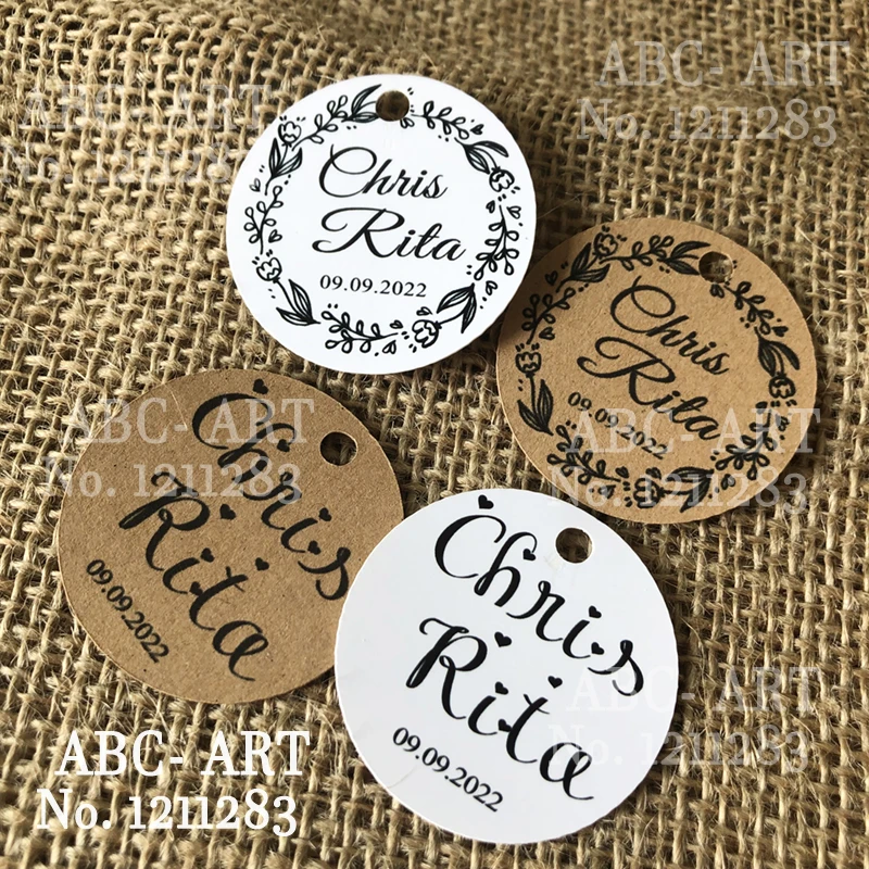ABC-120 шт. Заказные бирки Свадебные сувениры Крафт-Бумага бирки-Yor текстовое Имя