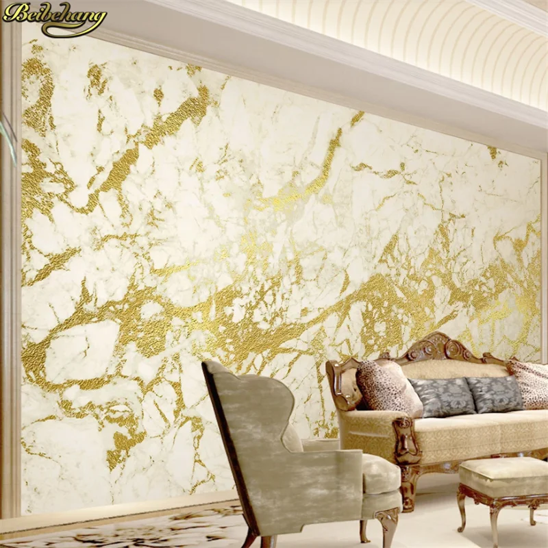 

beibehang Custom 3d wallpaper mural luxury bronzing white marble texture microcrystalline stone TV background wall paper