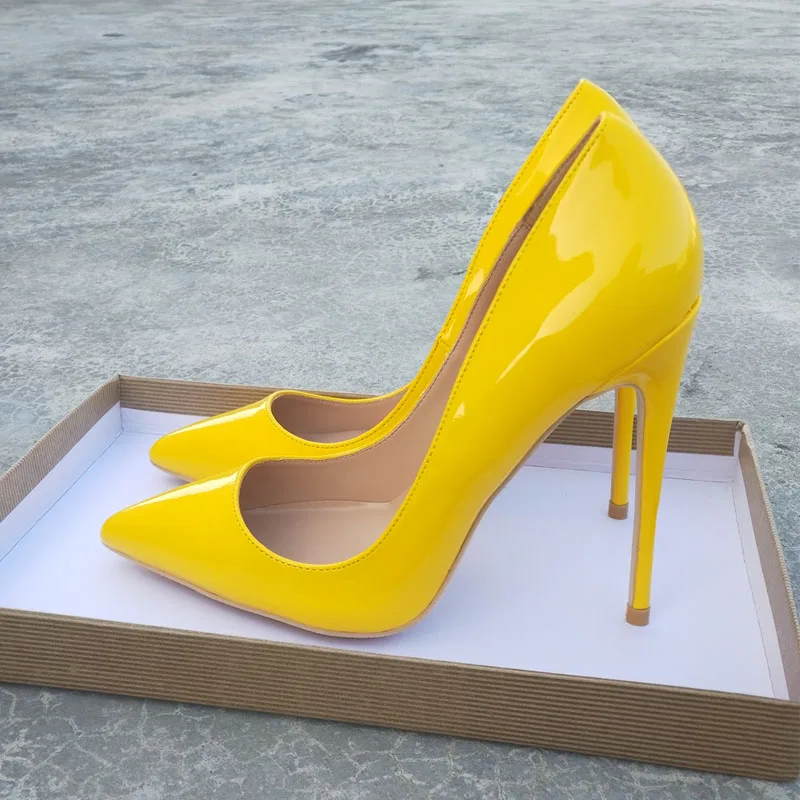Keshangjia women's fashion high heels yellow sexy pointed single shoes bridal wedding party | Обувь