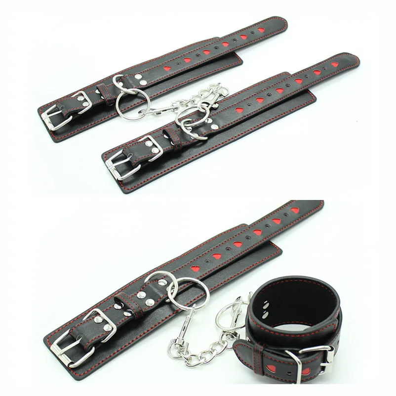 Эротические кожаные регулируемые наручники аксессуары с металлической цепочкой