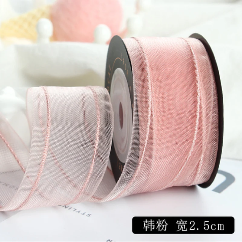 New Style Korean-Style Double-Line Ribbon Hair Accessories Band Bow Handmade DIY Gauze Flower Gift Packing | Дом и сад