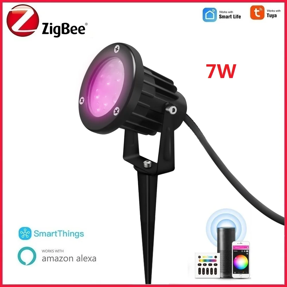 

Zigbee Smart LED Garden Lights 7W Outdoor Lawn Lamp IP66 Dimmable For Tuya Smart Life App RF Control Support Alexa Smartthings