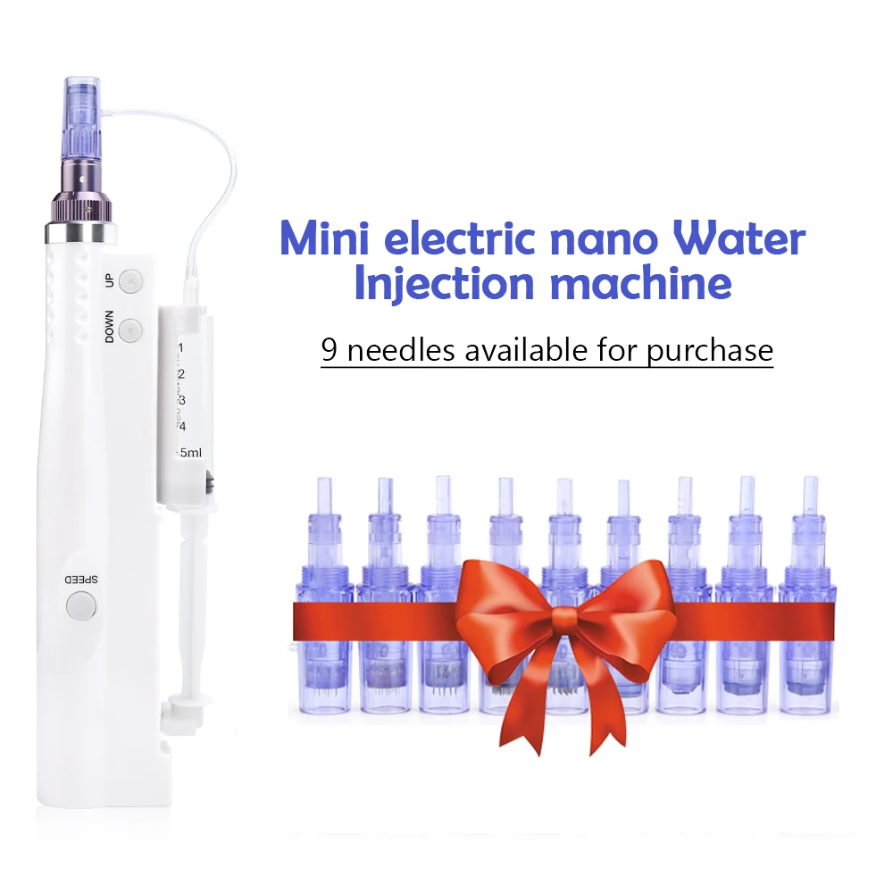 

2 In 1 Hydra Injector with 12pcs Needles Derma Pen Nano Mesotherapy Microneedle Dr Pen Mesogun Portable Smart Injector Pen