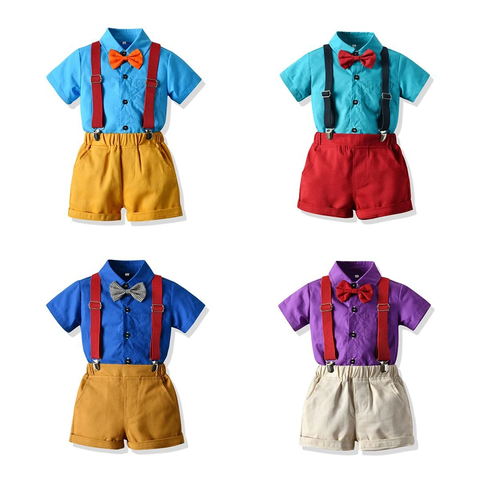 

Toddler Boy Clothes 2021 Summer Casual Baby Kids Boy Gentleman Formal Suit Shirt Tops+Pants Outfit 1-5T