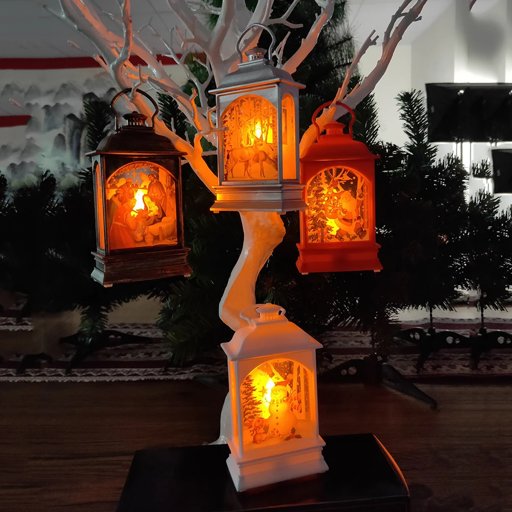 Рождественская масляная лампа подвесной со светодиодной свечой фонарь