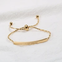 stainless steel jewelry adjustable letters bar bracelet for women trendy jewelry wholesale