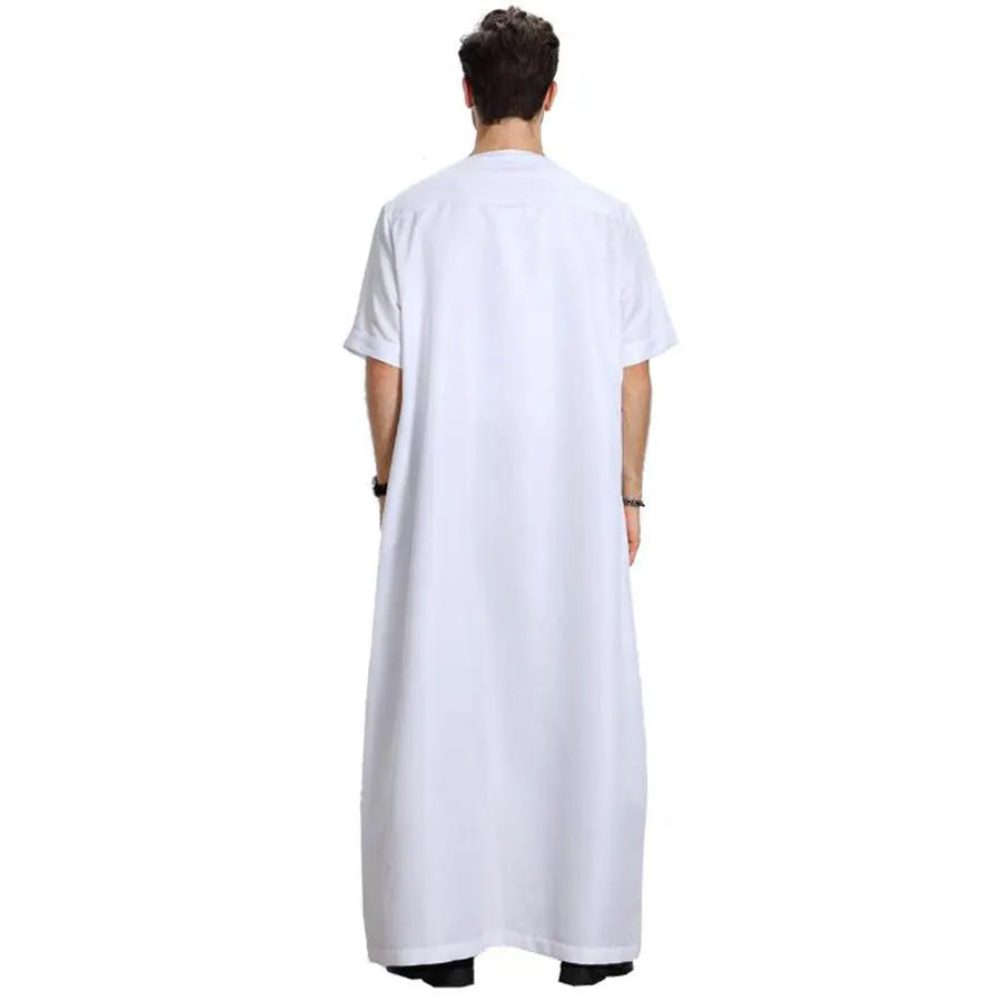Short Sleeve Jubba Thobe For Men Islamic Clothes Summer Muslim Saudi Arabia Arabic Abaya Long Robes Traditional Kaftan Sweater