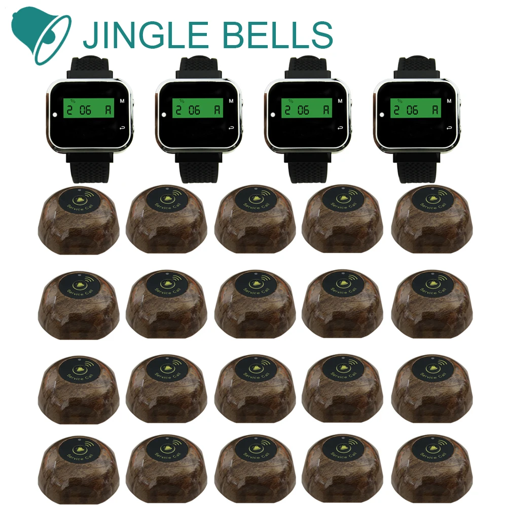 JINGLE BELLS wireless calling system 20 call buttons 4 watch water receiver pager for restaurant waiter hotel waiter calL system