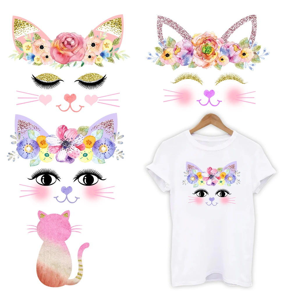 

DIY мультяшный Кот, теплопередающая наклейка для Vogue Girl, нашивка для одежды, 1 шт. T30