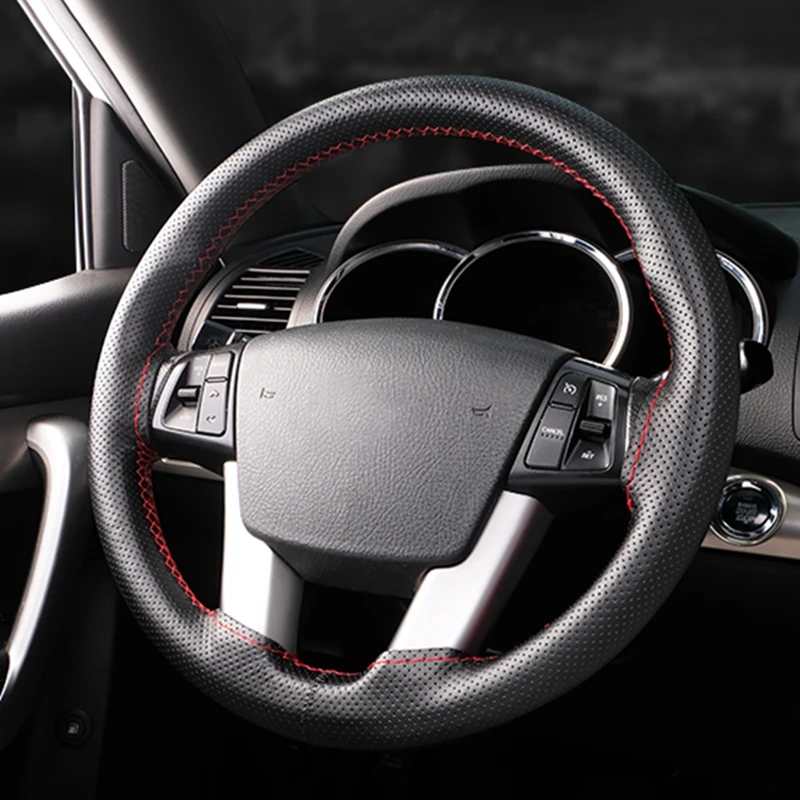 

Чехол для руля из искусственной кожи, универсальный чехол для руля 38 см, дышащий, с иглой и ниткой