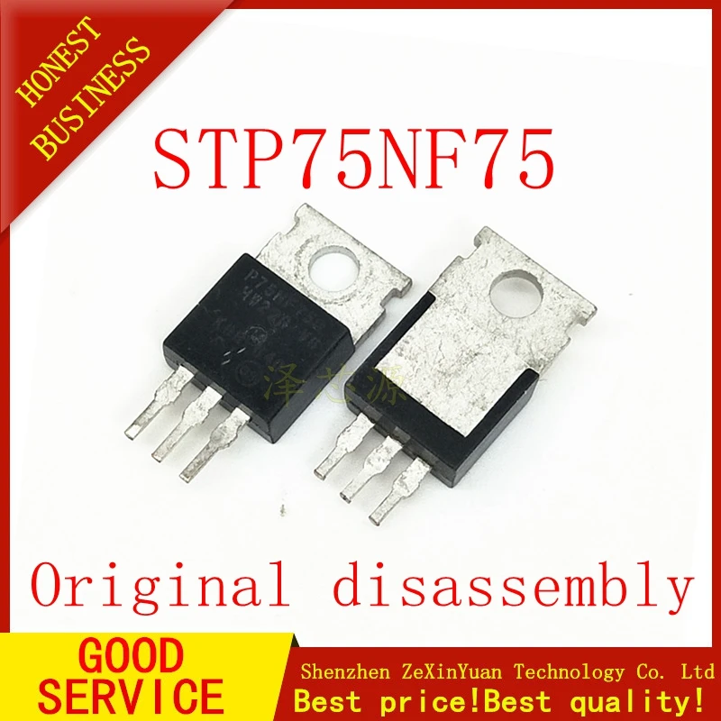 10 шт. оригинальная б/у STP75NF75 STP75N75 P75NF75 75NF75 75N75 MOSFET N CH 75В 80A 300W 220 3(TO 220AB)|Аксессуары для