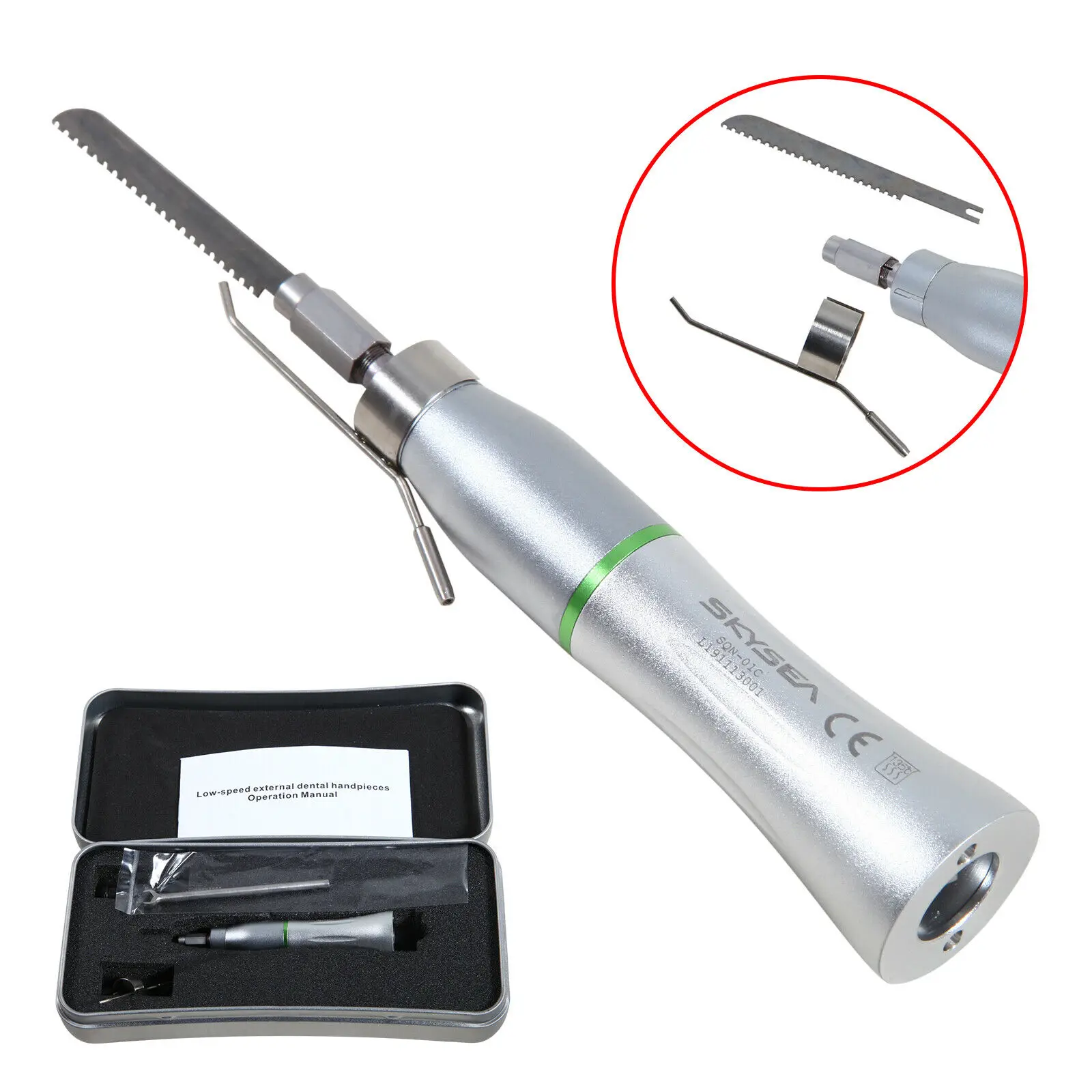 

Dental 4:1 Surgical Straight Micro Saw Handpiece Reciprocating Reduction Turbine