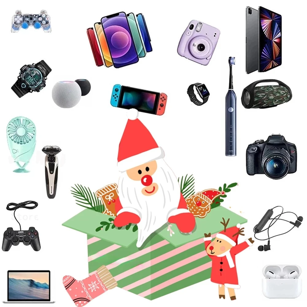 

Merry Christmas New Year Party Boxes Lucky Mystery Box 100% Surprise Electronics Gamepads Digital Cameras Novelty Christmas Gif