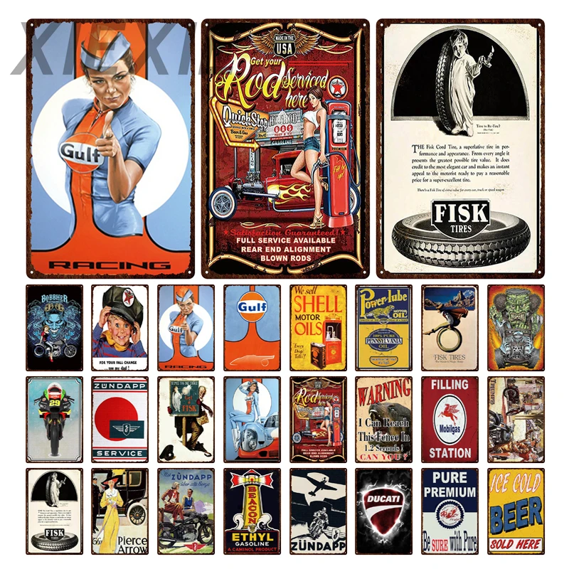 Винтаж металлический гаражный знак автомобиля Красота шины жестяная вывеска