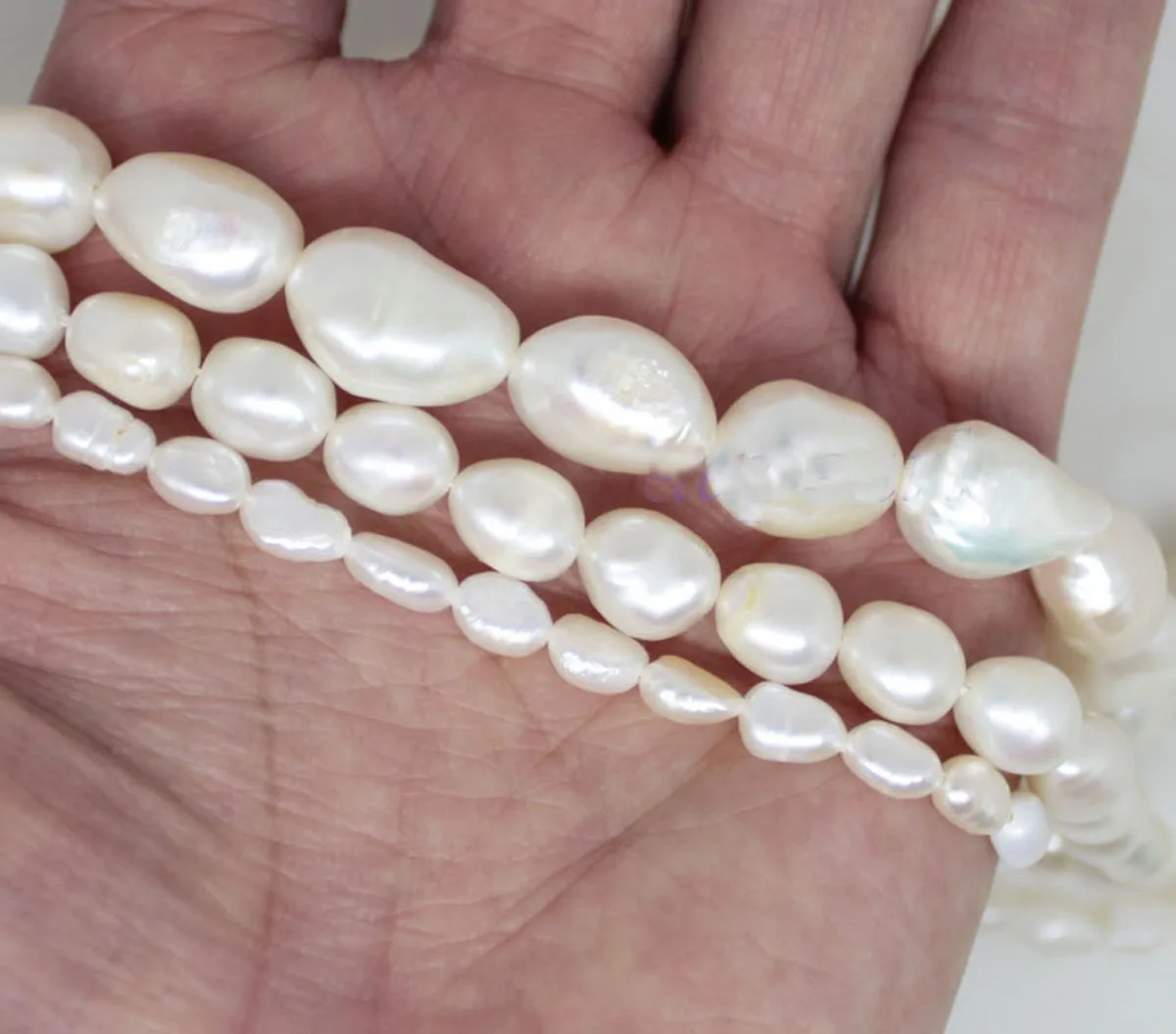 Натуральный белый Настоящее барокко жемчужные бусины Strand 14 дюймов для