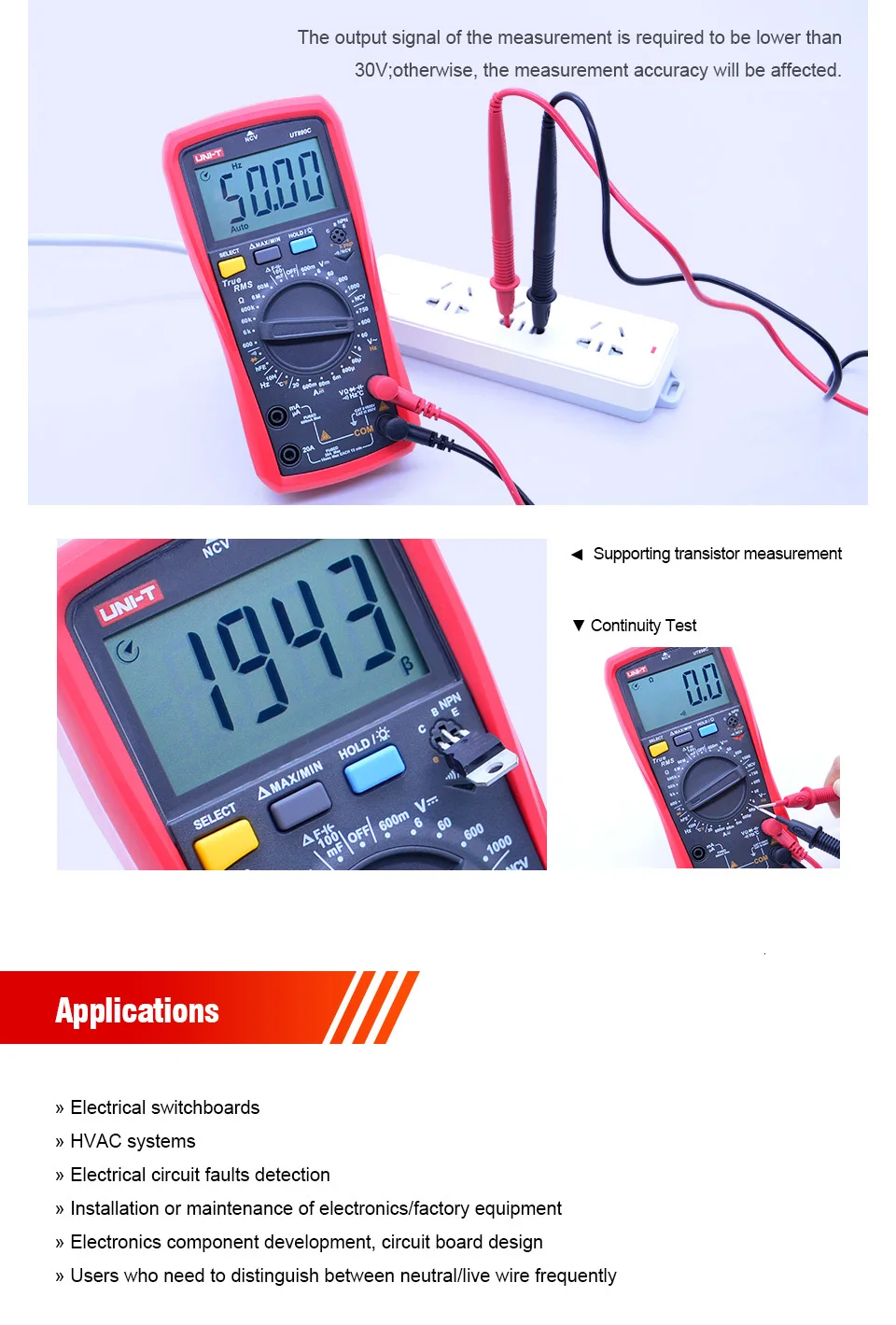 True RMS цифровой мультиметр UNI-T UT890C UT890D+ AC DC Напряжение измеритель тока Сопротивление Емкость ACV Измерение частоты ЖК-дисплей NCV