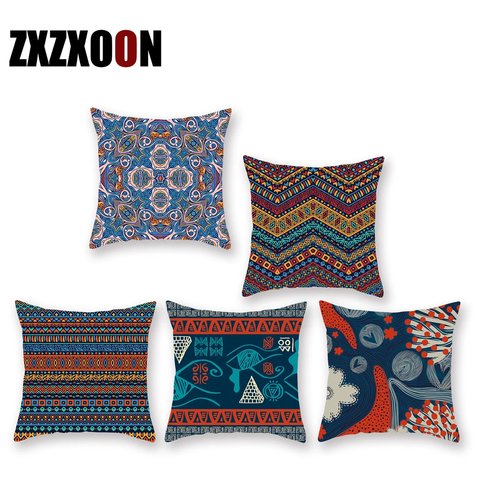 

Абстрактная Мандала из полиэстера, в африканском стиле, красочные геометрические декоративные подушки, чехол для дивана, домашний декор, на...