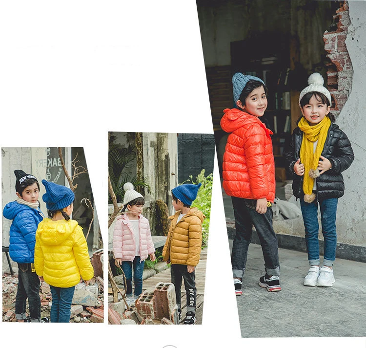 Пуховик для маленьких девочек и мальчиков Зимние теплые пальто с капюшоном Милая