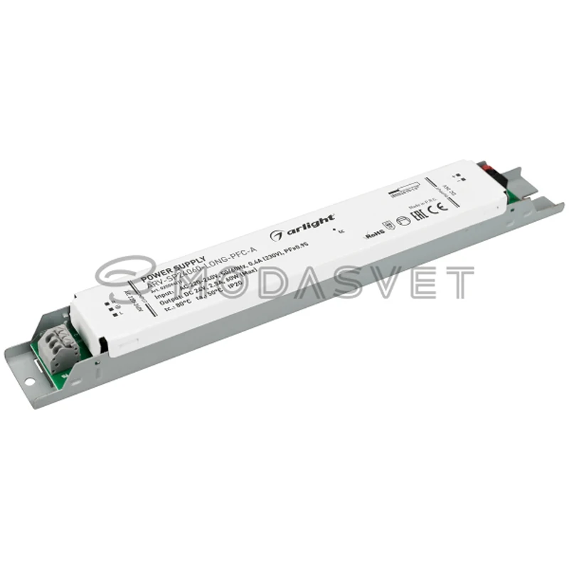 Блок питания ARV-SP24060-LONG-PFC-A (24V 2.5A 60W) ( IP20 Металл 5 лет) | Освещение