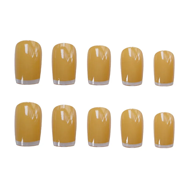 

24pcs Glossy Yellow Nail Extension Patch False Nail Set Waterproof Nail Art Supplies STTX889