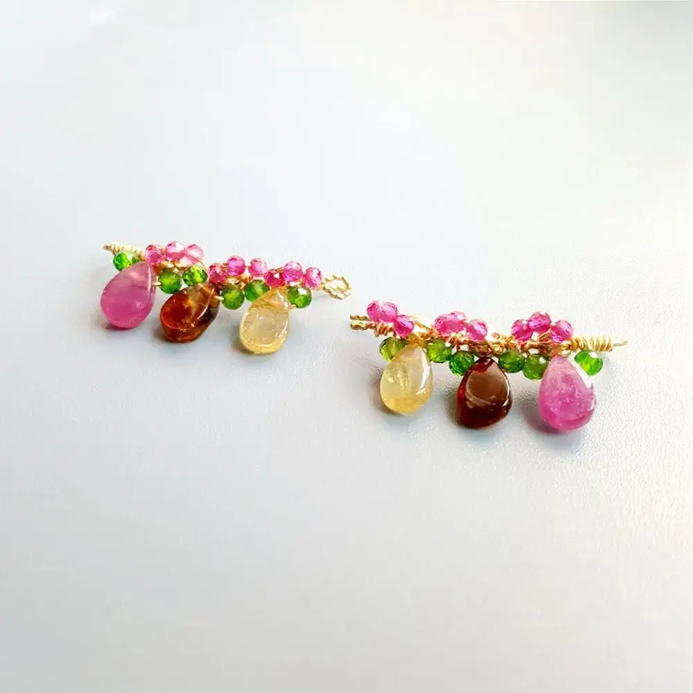 Оригинальные многоярусные Висячие диопсиды Lab-Creed Rubys серьги ручной работы