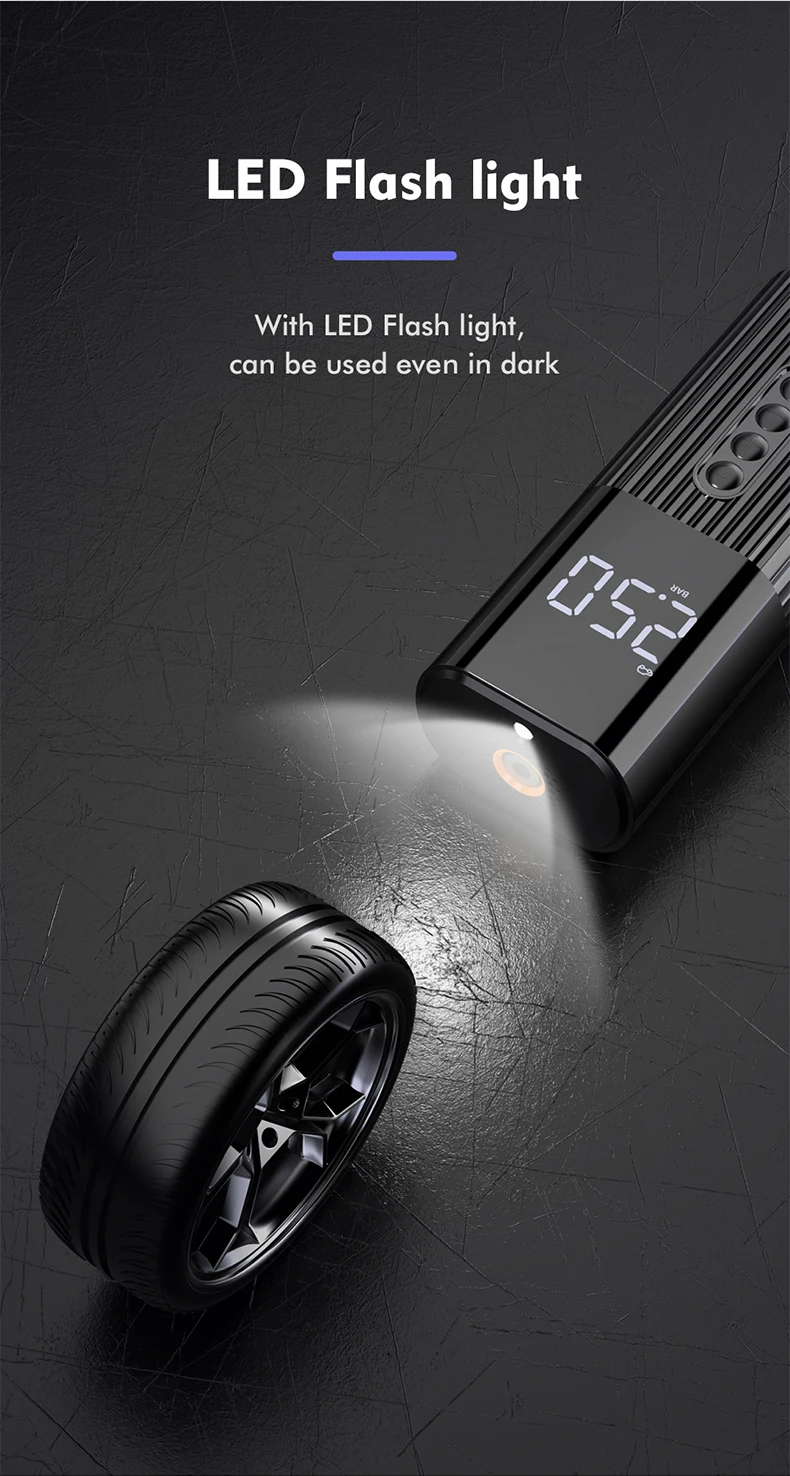 

Protable Electric Car Air Compressor Car Air Pump Mini Tire Inflator Auto Tyre Pumb High Pressure Tire Air Inflator Pump