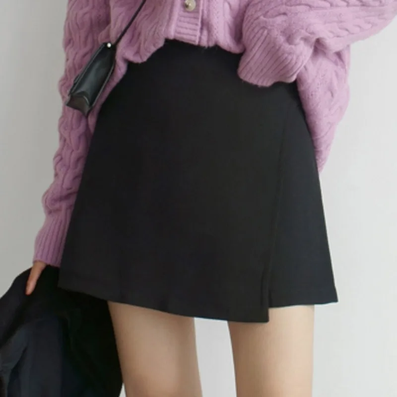 Женская Асимметричная трапециевидная юбка Легкая короткая с высокой талией