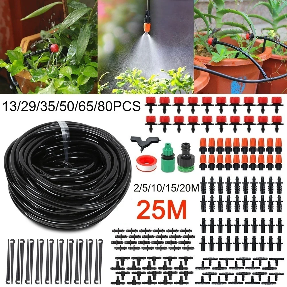 

25M DIY Drip Irrigation System Automatic Watering Irrigation System Kit Garden Hose Micro Drip Watering Kits Adjustable Dripper