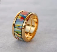 cloisonne enamel jewelry ring round ring decorated with thick gold ring street house pattern