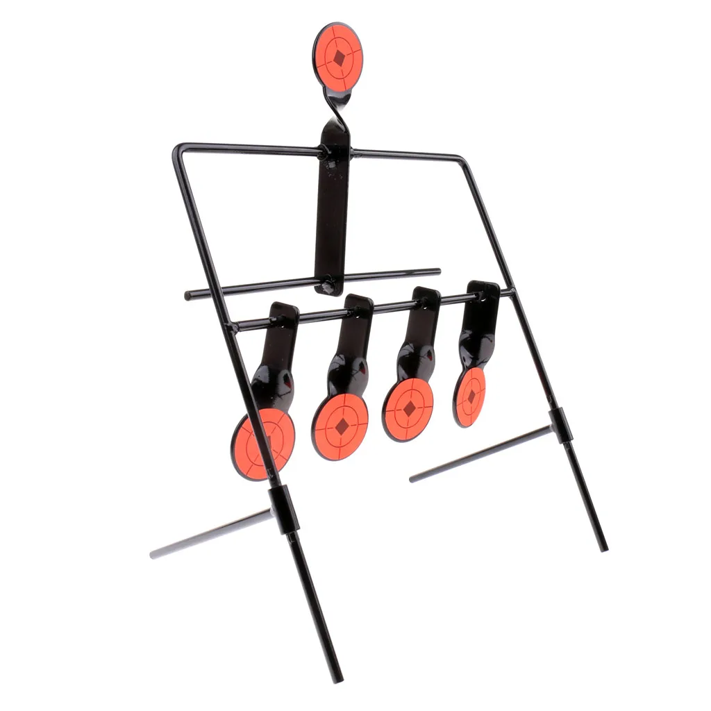 5 Targets Self Resetting Spinning Shooting Target Metal Target Stand Set