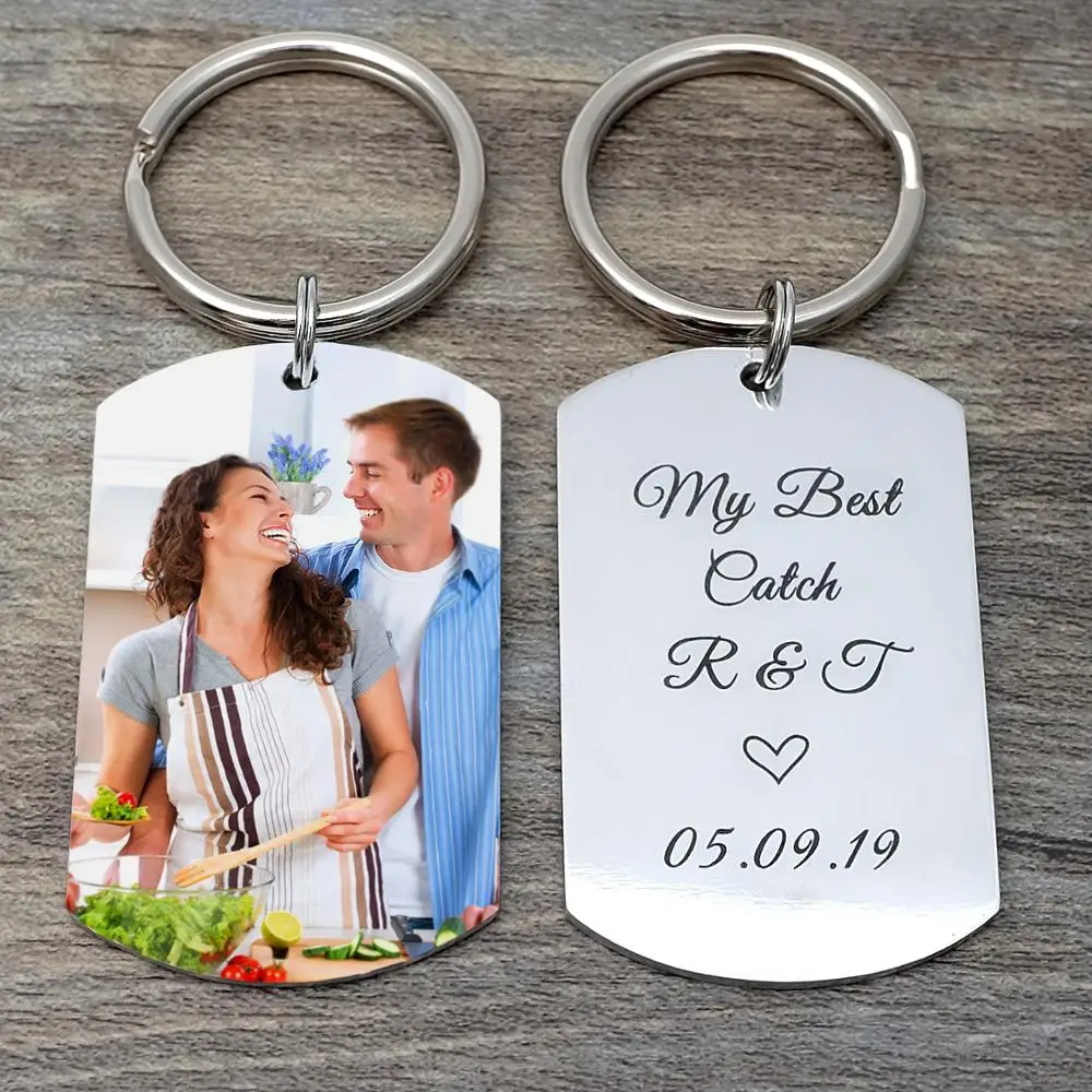 Personalized Photo Keychain Double Sided Keyring Couple Keychain Anniversary Gift For Him & Her Picture Keychain