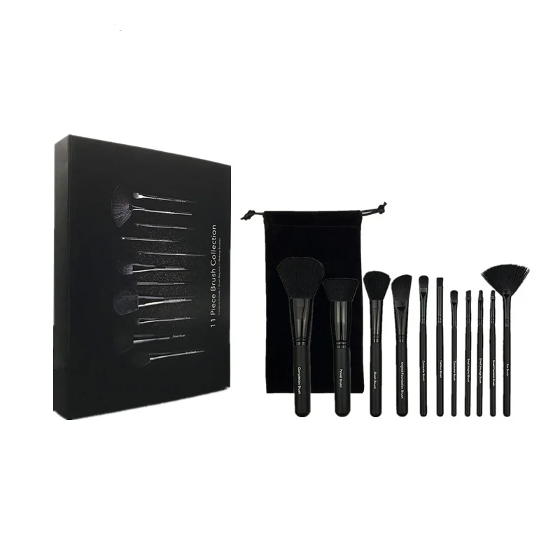 

Black Vegan Makeup Brushes Set Cosmetic Tools 11PCS For Beauty Care Foundation Eyeshadow Contour Bronzer Powder Brushes Make Up