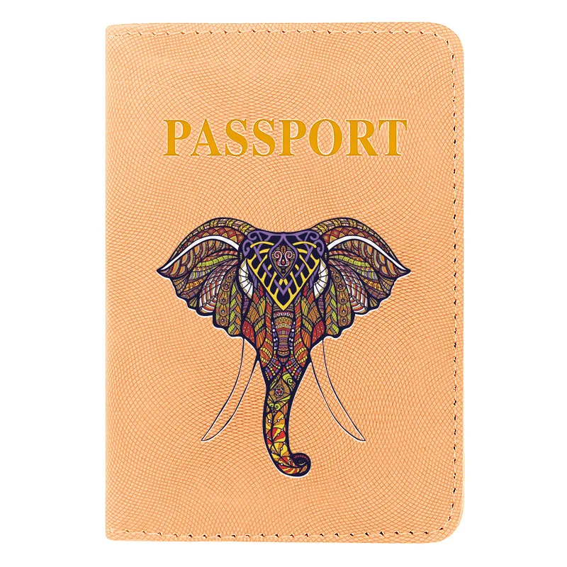 

Cute Elephant Head Printing Women Men Leather Travel Passport Cover