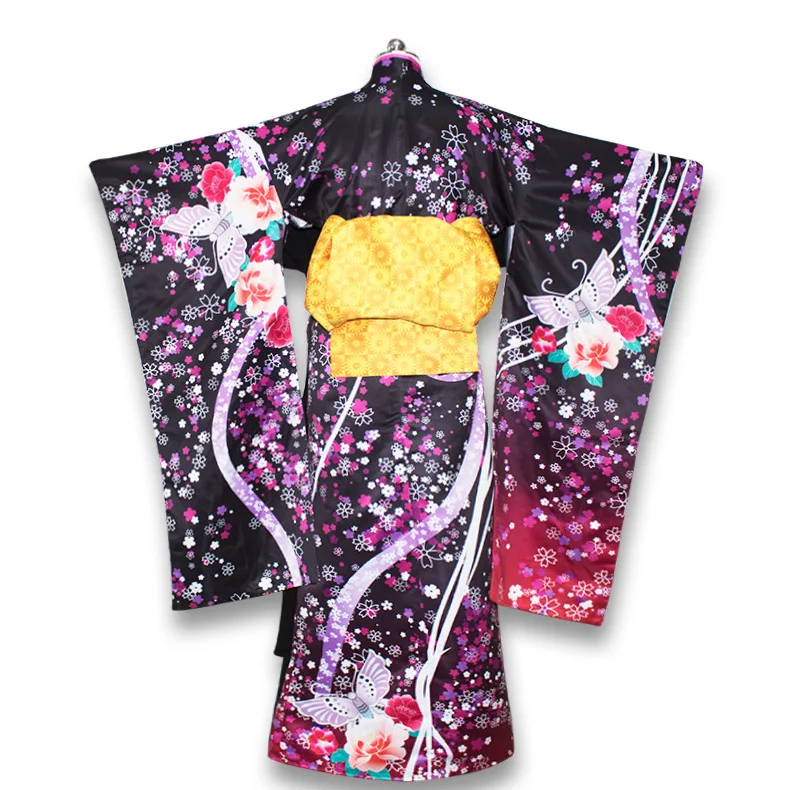 Женский праздничный костюм гейши традиционное кимоно с винтажным цветочным