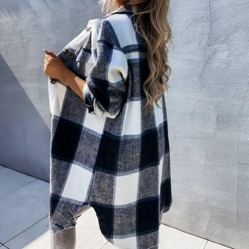 

Женское однобортное пальто в клетку, осенне-зимнее пальто с лацканами для офиса